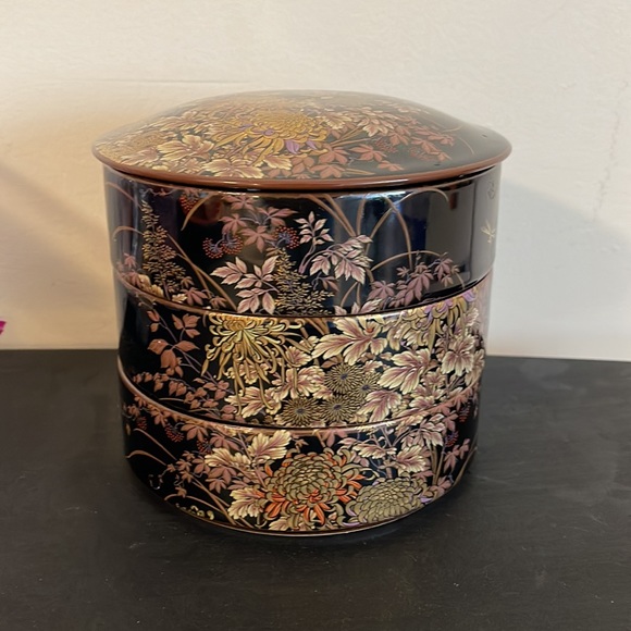 1950's Shibata Japan Black Porcelain 3 Stacking Porcelain Bowls Vintage - Picture 8 of 8